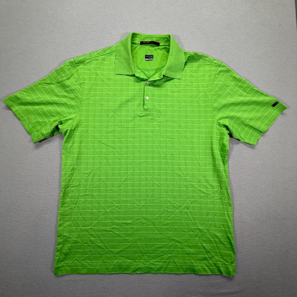 Nike Mens Polo Shirt Regular Fit Lime Green Tiger Woods Fit Dry Large